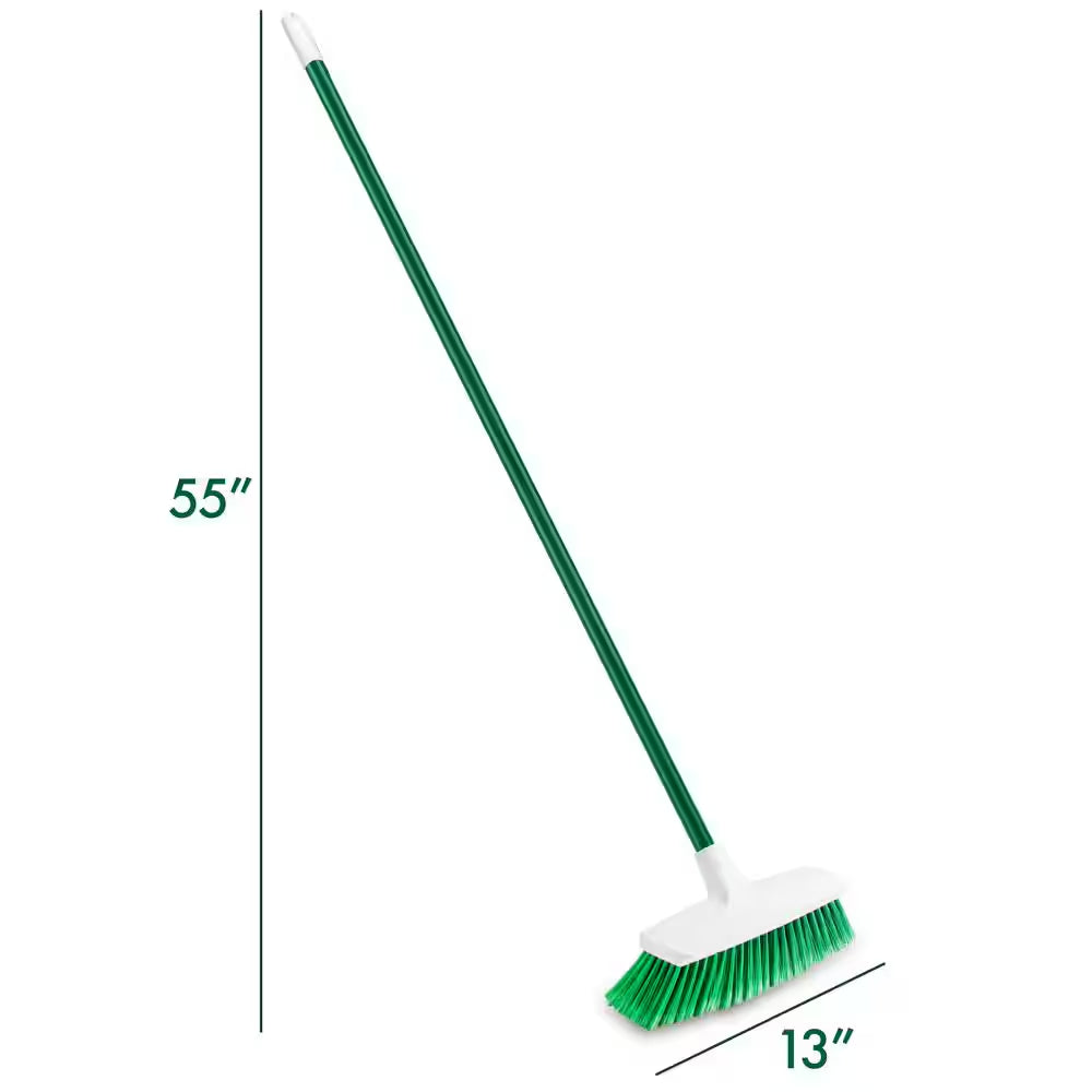 13 In. Smooth Surface Push Broom with Steel Handle